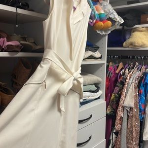 COPY - Calvin Klein fit and flare cream sleeveless dress.